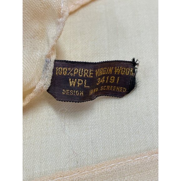 Vintage Wool Scarf Yellow Pink Blue Floral Border Japan 60s 70s - Picture 6 of 6